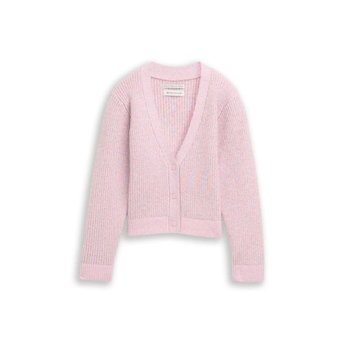 TOM TAILOR Mädchen Cardigan mit leichten Ballonärmeln, rosa, Uni, Gr. 128/134