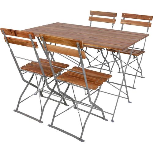 Biergarten Garnitur Klapptisch + 4 Klappstühle klappbar Stahl
