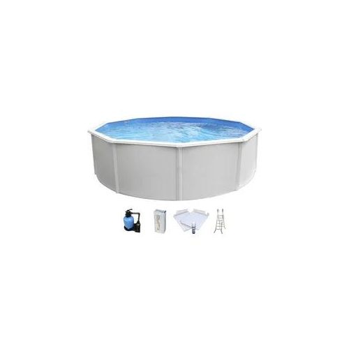 Rundpool KWAD "»Supreme« all in Premium Folie", grau (weiß, farbe innen: grau), B:460cm H:132cm L:460cm, Schwimmbecken, Rundpool, ØxH: 460x132cm, inkl. Bodenisolationsset