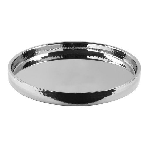 Fink Dekotablett , Silber , Metall , Abstraktes , rund , Dekoration, Dekoartikel, Dekoteller & -tabletts