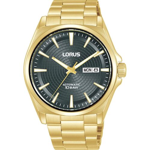 Automatikuhr LORUS, goldfarben, schwarz, Armbanduhren, Herren, Armbanduhr, Herrenuhr, Mechanische Uhr, Edelstahlarmband, analog, Tag