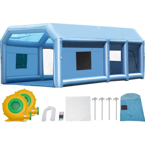 SucceBuy Aufblasbare Lackierkabine – 23 x 13,1 x 9 Fuß, 750 W + 480 W Gebläse, ideal für LKWs und SUVs