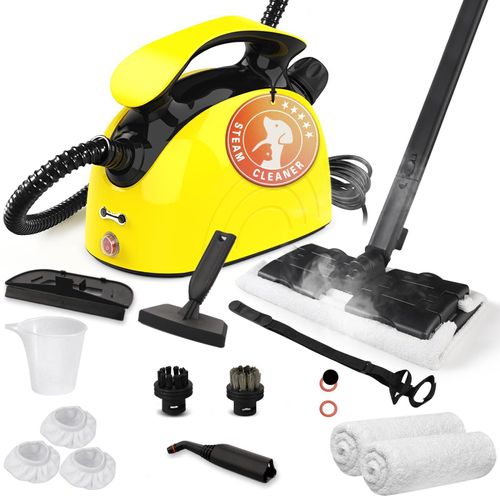 Dampfreiniger, Hochtemperatur-Dampfgerät 120°C, 1.08L Wassertank, 17 Zubehörteile, chemiefreie Reinigung, für Fliesen, Teppich, Auto, Kindersicherung