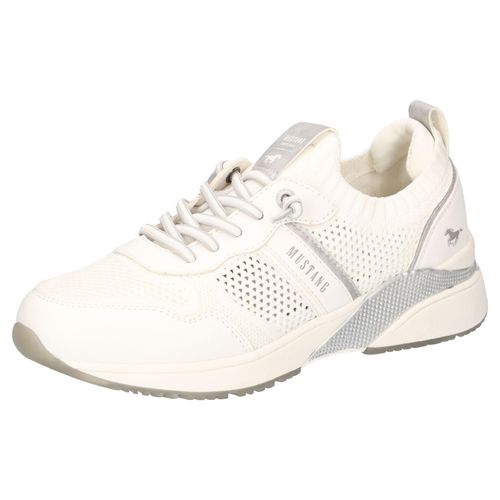 Slip-On Sneaker MUSTANG SHOES, Damen, Gr. 37, grau (weiß, grau), Lederimitat, Textil, Glitzer, Schuhe, Slipper, Sneaker, Freizeitschuh mit Glitzerapplikationen