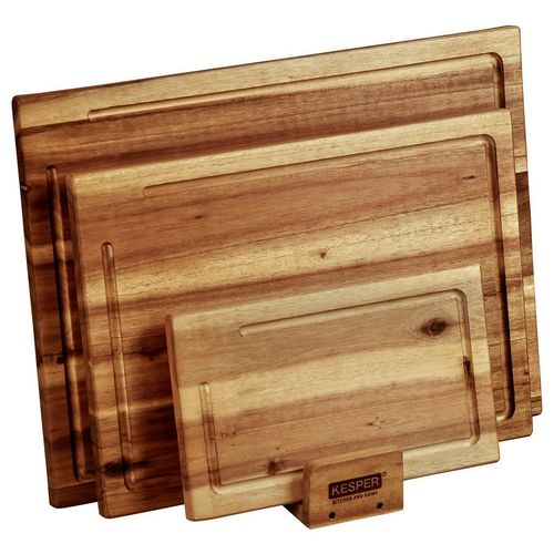 Kesper Schneidebrett-Set , Braun , Holz , 4-teilig , Akazie , 11.2x31.5x40 cm , FSC 100% , Küchenzubehör, Schneidebretter