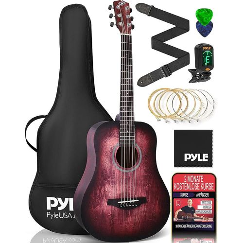 Pyle 1/2 Gitarre, Akustik Gitarre, Kindergitarre inkl. Tasche, Plektrum, Gurt & Saiten- Zubehör, Acoustic Guitar, Konzertgitarre ab 6 Jahre Ideal für Anfänger & Musikliebhaber