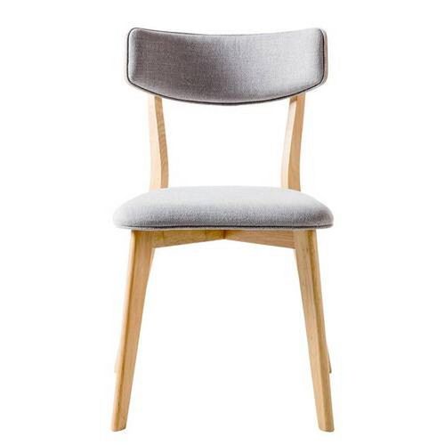 Stuhl , Natur, Hellgrau , Holz, Textil , Kautschukholz , massiv , eckig , 49.5x80x49.5 cm , Holzmöbel, Sitzgelegenheiten Holz