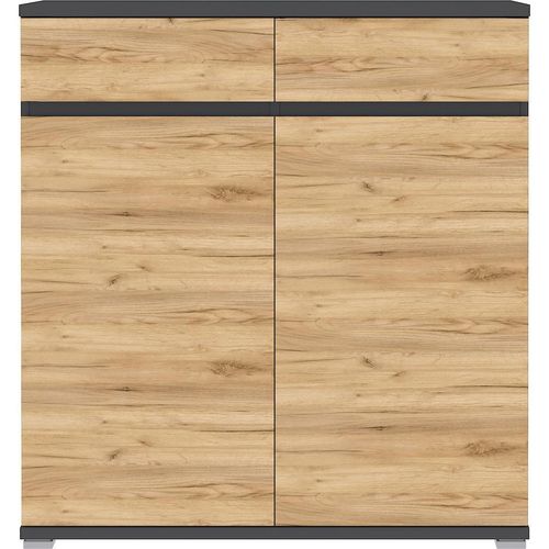 Schuhschrank , Anthrazit, Eiche , Holzwerkstoff , 8 Fächer , 2 Schubladen , 96x103x40 cm , Made in Germany , Beimöbel erhältlich , Garderobe, Schuhaufbewahrung, Schuhschränke