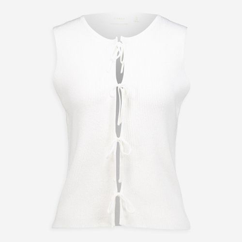 Weiße Weste mit Rundhalsausschnitt