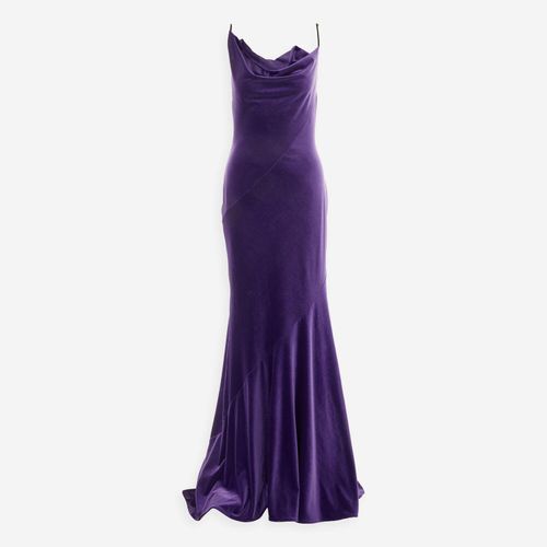 Violettes glänzendes Maxikleid aus Samt