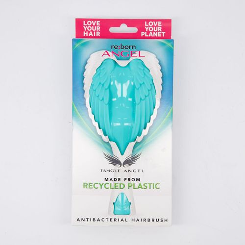 Hellblaue Haarbürste mit Engelsflügel-Motiv