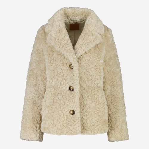 Beigefarbene Jacke aus Kunstfell