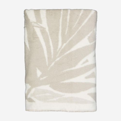 Beige-cremefarbene Decke mit Blattmuster 150x200cm