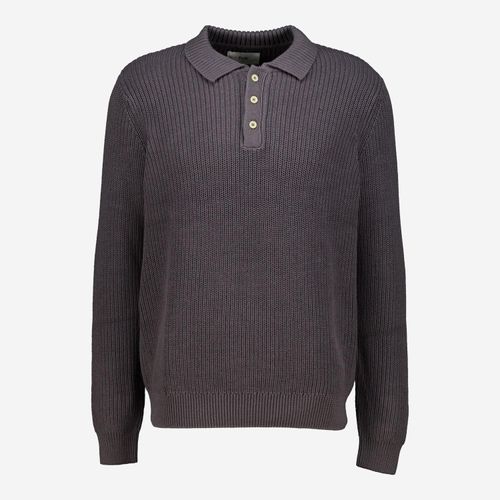 Graues gestricktes Poloshirt