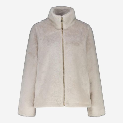 Beigefarbene Jacke aus Kunstfell