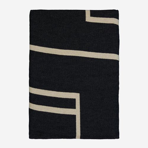 Beige-schwarze Decke mit Linienmuster 145x220cm