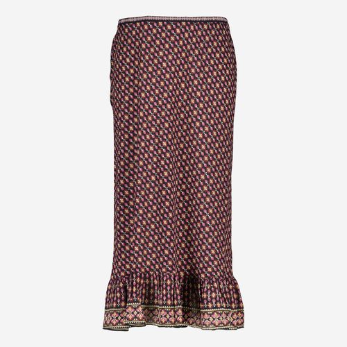 Violett-schwarzer gemusterter Midirock