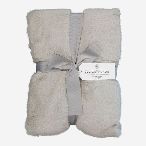 Hellgraue Decke aus Kunstfell 130x180cm