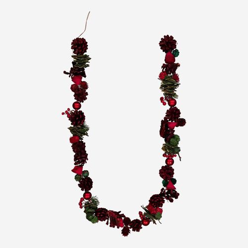 Rote Girlande aus Tannenzapfen 150cm