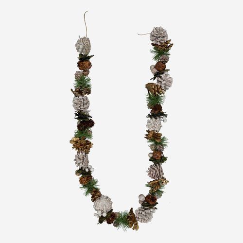 Mehrfarbige Girlande aus Tannenzapfen 150cm