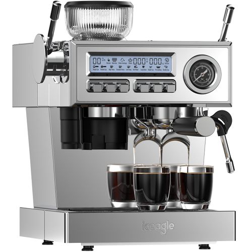 Espressomaschine mit italienischer 20-bar-Pumpe, Kaffeemühle, Portafilter, Kaffeemaschine mit Cappuccinatore, Barista-Kit, 20 Bar, 3 Temperatu