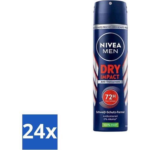 Nivea Men Deodorant Spray – Dry Impact – 48 Stunden Wirksamkeit – 150 ml - Vorteilspack - 24 Stücke