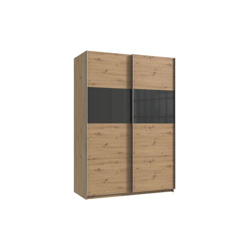 Kleiderschrank Bramfeld in Artisan Eiche mit Glas Grey – Schwebetürenschrank in 135cm Breite