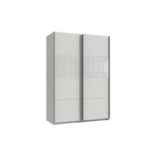 Kleiderschrank Bramfeld in Weiß mit Glas Weiß – Schwebetürenschrank in 135cm Breite
