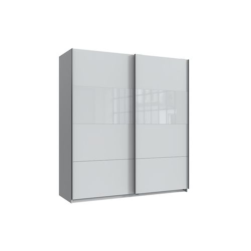 Kleiderschrank Bramfeld in Weiß mit Glas Weiß – Schwebetürenschrank in 180cm Breite