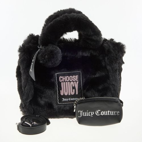 Schwarze Henkeltasche aus Kunstfell