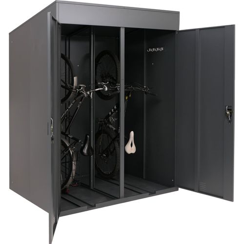 2er-Fahrradgarage HWC-H66b, Fahrradbox Fahrradunterstand abschließbar Metall 213x158x125cm anthrazit