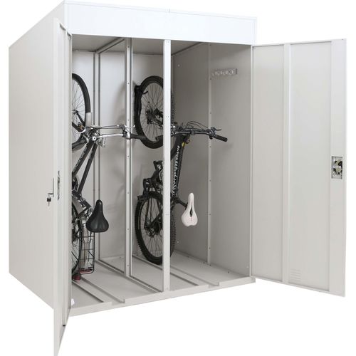 2er-Fahrradgarage MCW-H66b, Fahrradbox Fahrradunterstand abschließbar Metall 213x158x125cm hellgrau
