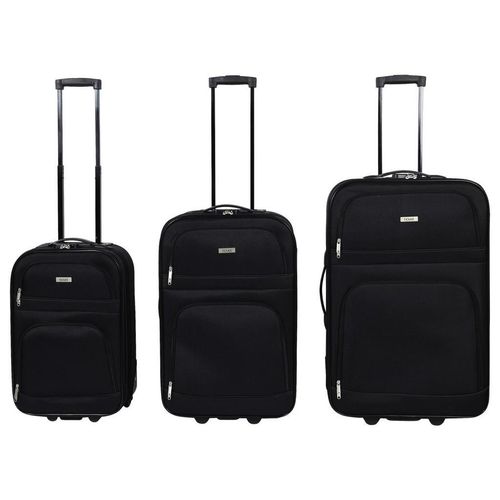 Novel Reisekofferset, Schwarz, Metall, Kunststoff, Textil, 3-teilig, Trennwände im Innenraum, Zahlenschloss, höhenverstellbarer Teleskopgriff, Trolleyfunktion, Freizeit, Koffer & Taschen, Reisekoffer-Sets