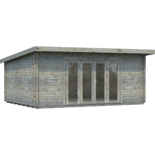 Gartenhaus PALMAKO "Lea", grau, Fußboden im Gartenhaus, ohne Dacheindeckung, Massivholz, Gartenhäuser, Gartenhaus, 19,4 m², mit Fußboden im Gartenhaus