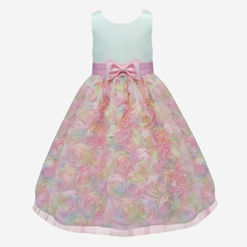 Mehrfarbiges Partykleid mit Tüllblumen