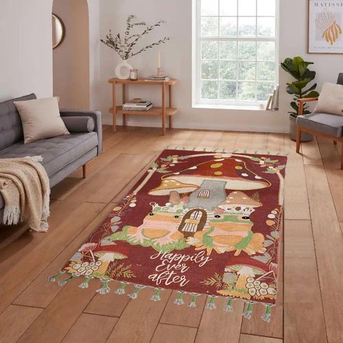 Mehrfarbiger Teppich mit Fransen 91x152cm