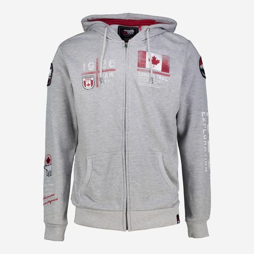 Graue Kapuzenjacke mit Aufnähern