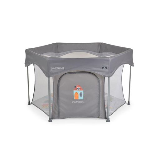 Cangaroo Laufstall Playbox klappbar Matratze Tragetasche Öffnung Reiselaufstall grau