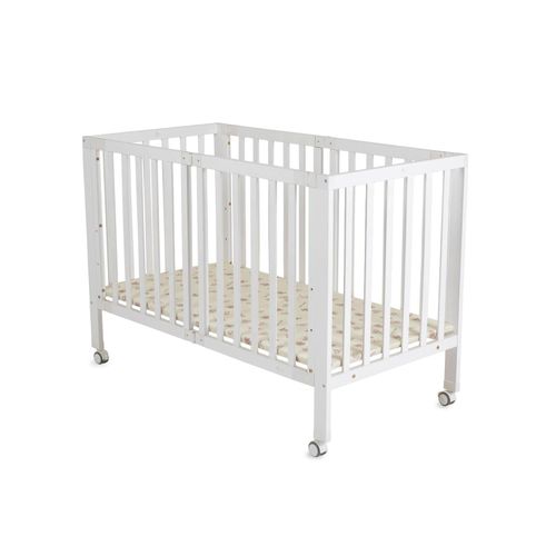 Cangaroo Baby Gitterbett Nova Holz, faltbar, höhenverstellbar, Matratze, Räder weiß