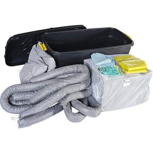eurokraft basic Leckage-Notfallset in Rollkoffer, Bindung 150 l, Ausführung universal, grau