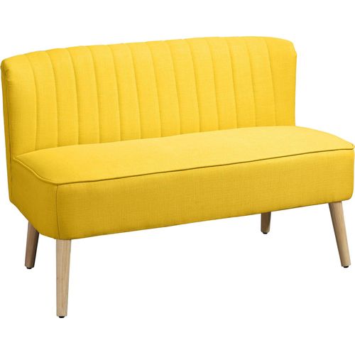 2-Sitzer Sofa, weiche Polsterung, pflegeleichter Bezug, bis 150 kg, 117 x 56,5 x 77 cm, Gelb