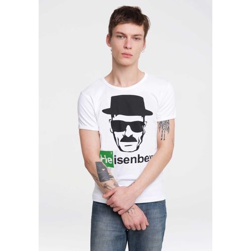 T-Shirt LOGOSHIRT "Heisenberg", Damen, Gr. S, weiß (altweiß), 100% Baumwolle, unifarben, normal, Rundhals, Shirts T-Shirt, mit coolem Heisenberg-Print