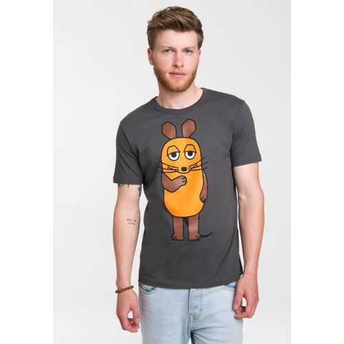 T-Shirt LOGOSHIRT "Die Sendung mit der Maus - Maus", Herren, Gr. S, grau, 100% Baumwolle, bedruckt, normal, Rundhals, Shirts T-Shirt, mit Die Sendung mit der Maus-Print