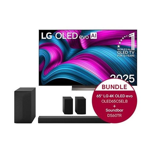 LG 65″ OLED evo AI C5E 4K Smart TV 2025 + 5.1Kanal Home Theater Soundbar DS60TR mit SurroundSound und hinteren Lautsprechern OLED65C5ELB.DS60TR