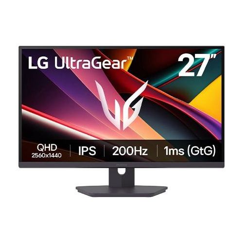 LG UltraGear™ G6 27 ″ QHDGamingMonitor mit 200 Hz│27G610A mit sRGB 99% (Typ.), VESA DisplayHDR™ 400, 1 ms (GtG), HDMI 2.0 27G610AB