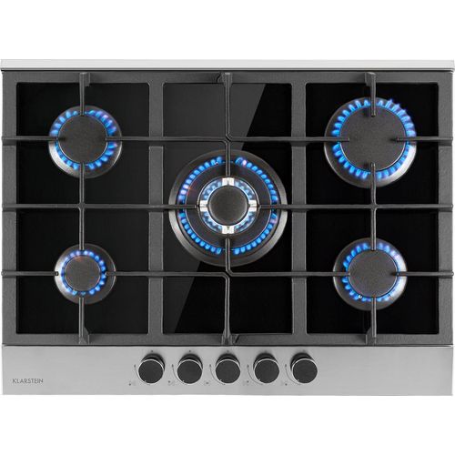 Klarstein Gaskocher 5-Flammig, 10,4kW Einbau-Gaskocher für Innenbereich, Edelstahl-Gaskocher für Wohnmobil, 5-Flammiger Gaskocher, Moderner Einbau Gasherd, Fünf Brenner Gas Herd