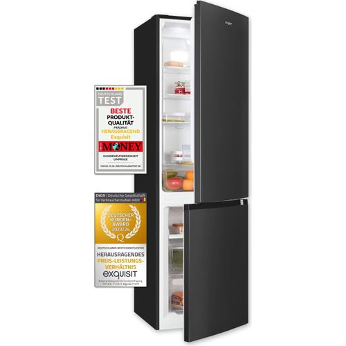 Exquisit Kühl-Gefrierkombination KGC265-70-NF-040C inoxlook-az | 253 L Volumen | Kühl Gefrierkombination No-frost | Türanschlag wechselbar | Kühlgefrierkombination freistehend