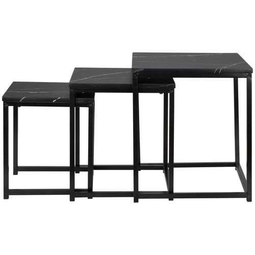 Mid.you Satztisch , Schwarz , Metall, Holzwerkstoff , 3-teilig , quadratisch , eckig , einfacher Aufbau , Wohnzimmer, Wohnzimmertische, Satztische