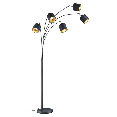 Bogenleuchte , Schwarz , Textil , 200 cm , verstellbare Spotlights, Fußschalter , Lampen & Leuchten, Innenbeleuchtung, Stehlampen, Bogenlampen