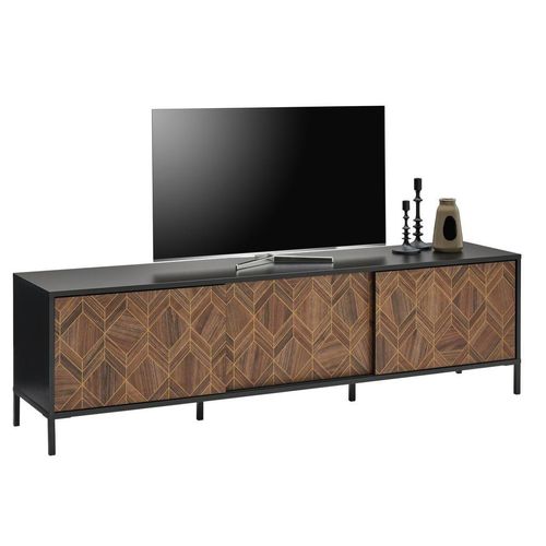 Hom`in Lowboard , Schwarz, Gold , Holzwerkstoff , 187.8x54x42 cm , Typenauswahl, stehend , Wohnzimmer, Wohnwände, Lowboards